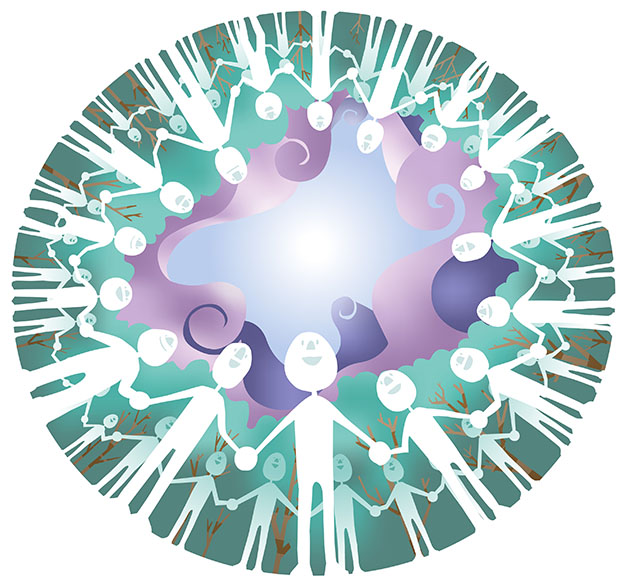 People looking up the sun